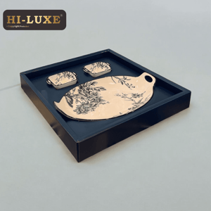 Hi-Luxe Blue Bird 3 Pcs Snack Platter Set, Ceramic Platter For Casual Hosting & Gifting