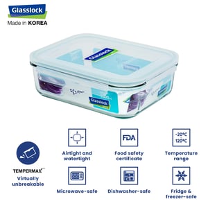 GLASSLOCK CLASSIC AIRTIGHT TEMPERED FOOD CONTAINER - 2000 ML, Leak Proof, BPA Free, Microwave & Freezer Safe & Airtight image 3