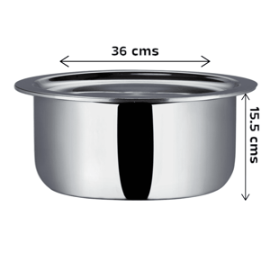 Vinod Platinum Triply Stainless Steel Tope with Lid (Patila) | Induction & Gas Compatible Cookware - 9.5 Litres