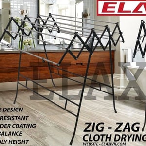 Elaxi Zig Zag Foldable Cloth Drying Stand (Big), Scissor-like Sturdy & Collapsible Design, Ideal for Indoor, Outdoor & Balcony Use