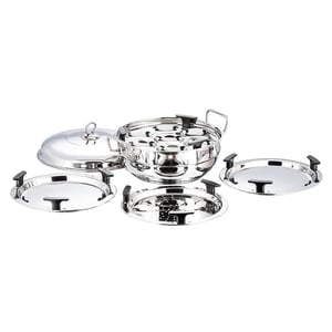 Vinod Stainless Steel Multi Kadai with 5 Plates - 26cm | 2 Idli, 2 Dhokla/Momos and 1 Patra Plates | Dhokla and Momos Steamer/Maker image 3