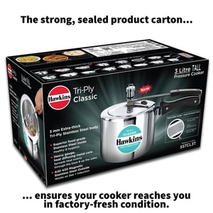 Hawkins Triply 3 Litre Classic Pressure Cooker, Triply Stainless Steel Induction Inner Lid & Tall Design Cooker, Silver (SSTCL3T) image 9