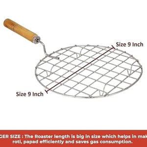 Jali Roaster for Papad, Paneer Grill, Roti Maker with Wooden Handle image 2