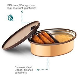Vaya Tyffyn Insulated Lunch Box, 2 Containers, 600 ml | VacuTherm Keeps Food Hot/Cold 5-6 Hrs, Leak-Resistant Stainless Steel image 2
