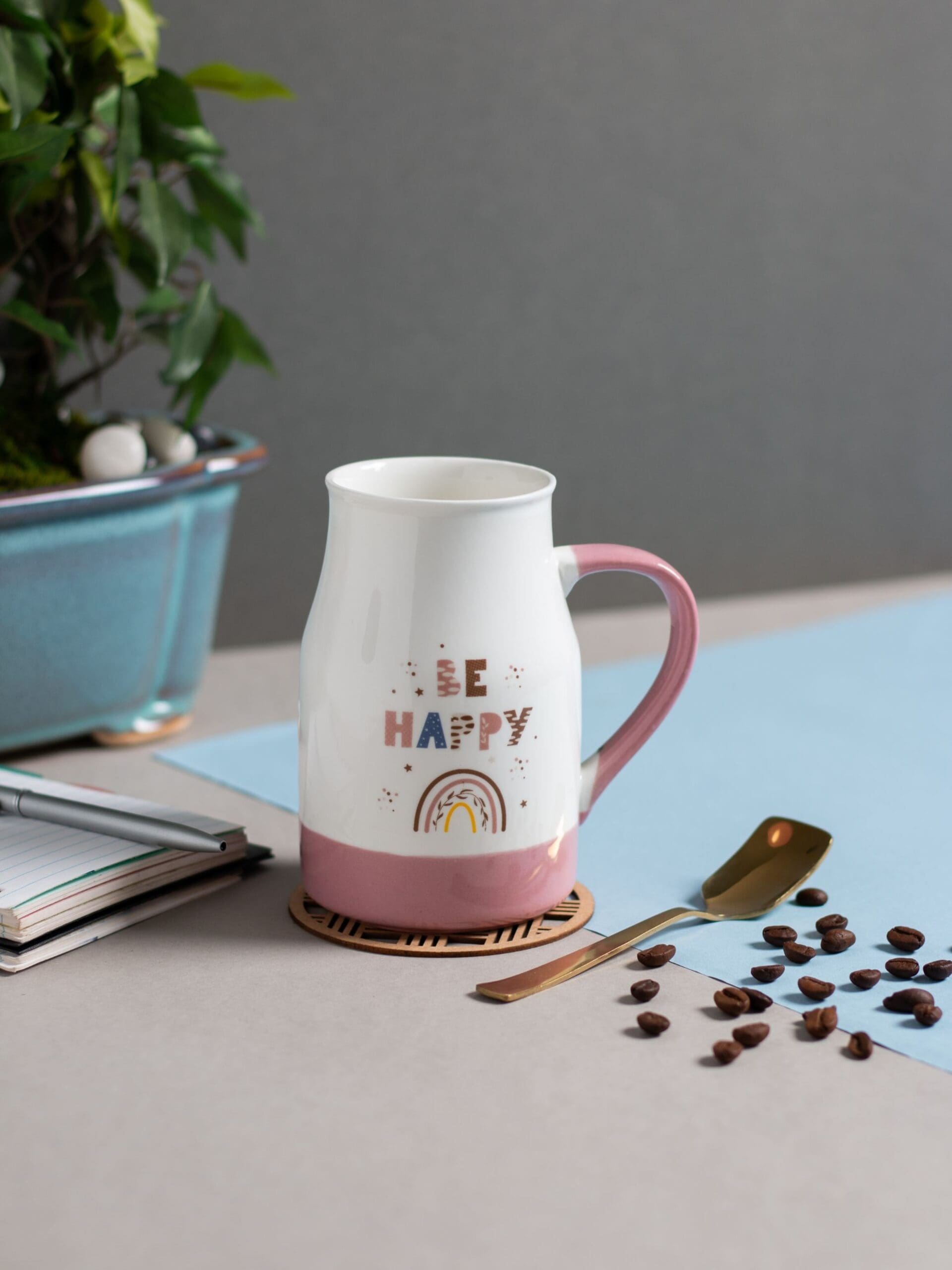 JCPL Flask Zest Coffee/ Milk Mug (Be Happy) | 440 ml