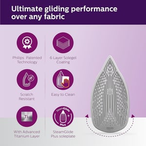 Philips Steam Iron with SteamGlide Plus Soleplate 2400 Watts - DST5030/80, 2 years warranty image 5