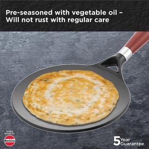 Hawkins Futura 22 cm Cast Iron Tava, Cast Iron Tawa for Roti, Cast Iron Cookware for Kitchen, Black (CIT22) image 3