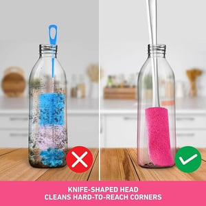 Scotch Brite Bottle Cleaning Brush | Angular Reach, Non-Scratch Antibacterial Scrubber for Wide-Mouth Bottles image 2