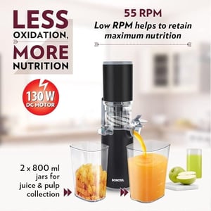 Borosil Easy Juice Cold Press Slow Juicer, 130 watts, 1 Year Warranty, Portable Slow Juicer, Ideal for nutrient rich juice image 5