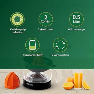 Philips Citrus Press Juicer 25 Watt 0.5 Ltr Transparent - HR2788/00, 2 years warranty image 5