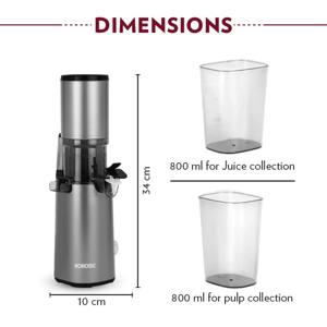 Borosil Smart Cold Press Slow Juicer, Most Compact Slow Juicer for Semi-Hards Fruits & Vegetables image 3