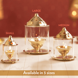 Borosil Brass Akhand Diya with Borosilicate Glass image 2