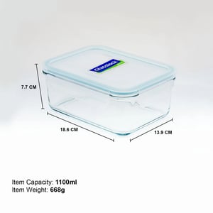 GLASSLOCK CLASSIC AIRTIGHT TEMPERED FOOD CONTAINER - 1100 ML, Leak Proof, BPA Free, Microwave & Freezer Safe & Airtight image 4