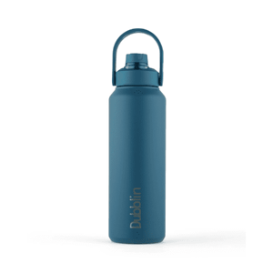 A blue water bottle categorized under drinkware, designed for hydration.
