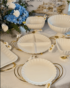 Devnow Ceramic Platter with Gold Accents – Elegant Serveware for Hosting & Gifting