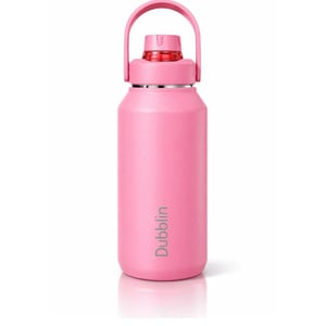 Dubblin Jumbo Vacuum Insulated Bottle, Large Sipper Bottles with Carry on Handles, Keeps Hot and Cold for Long Hours - Pink, 1400 ml