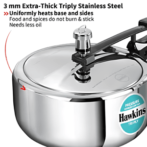 Hawkins Tri-Ply Pressure Cooker cum Pan – 3 Litres, Multi-Use Cookware, 5-Year Warranty*, Ideal for Rice, Curries & More image 3