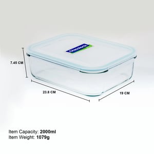 GLASSLOCK CLASSIC AIRTIGHT TEMPERED FOOD CONTAINER - 2000 ML, Leak Proof, BPA Free, Microwave & Freezer Safe & Airtight image 4