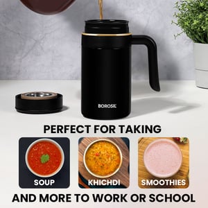 Borosil Klassic Super Mug 540 ml | Double-Wall Vacuum Insulated, 8 Hrs Hot & 13 Hrs Cold, Wide Mouth image 3