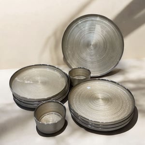 Crystal  Handmade 9 Pcs Snack Set, Metallic Finish Series, Exclusive Hosting and Gifting Set - Gold