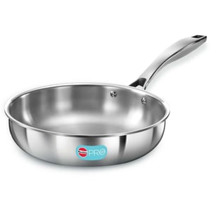 Hawkins Pro Frying Pan, Triply Stainless Steel Fry Pan with Stainless Steel Handle and Stainless Steel Lid - 22 cm (For 2–3 People), Without Lid