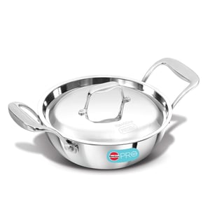 Hawkins Pro Deep-Fry Pan, Triply Stainless Steel Kadhai with Stainless Steel Handles and Stainless Steel Lid - 1.5 Litres (For 1–2 People)