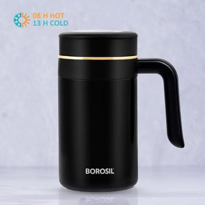 Borosil Klassic Super Mug 540 ml | Double-Wall Vacuum Insulated, 8 Hrs Hot & 13 Hrs Cold, Wide Mouth image 2