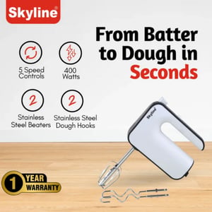 Skyline VTL-7041 Hand Mixer 400 watts with Dough Kneader, 5-Speed with Turbo Function, 1 year warranty image 3