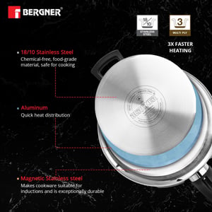 Bergner Argent Tri-Ply Pressure Cooker (3.5 Litres Wide) image 4