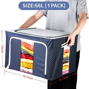 Clothes Storage cum Organizer, 66 ltr. Capacity,Foldable, Made of fabric with heavy wire, Ideal for Clothes, Toys & Wardrobes image 2