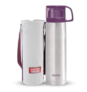 Milton Glassy Thermosteel Bottle, 12 Hours Hot & Cold  - Purple - 750 ml (For 3 cups)