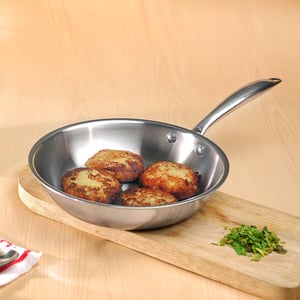 Vinod Platinum Triply Stainless Steel Frypan with Riveted Handle | Induction & Gas Compatible