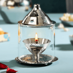 Borosil Nickle Akhand Diya with Borosilicate Glass