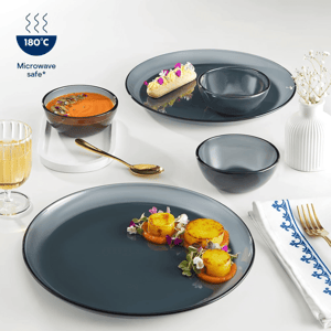 Borosil Aura 20 pcs Dinner Set, Handmade Colored Glass, Microwave & Dishwasher Safe image 3