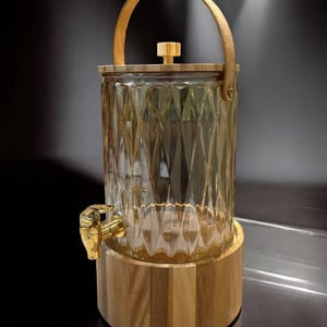 Crystal Glass Dispenser with Wooden Base, Suitable for Serving Cold Beverages and Thoughtful Gifting image 2
