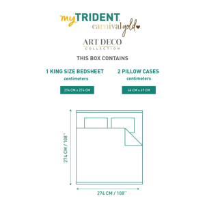 Trident Carnival Gold Bedsheet (Art Deco Collection), 100% Cotton King Size (108"x108") Bedsheet for Everyday Use and Gifting image 6