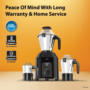 Havells Hexo Plus 1100 Watts Mixer Grinder with 3 Jars, Heavy Duty Mixer with 100 Mins of Continuous Run Time, 5+2 Years Warranty (Copy) image 7