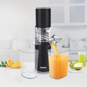 Borosil Easy Juice Cold Press Slow Juicer, 130 watts, 1 Year Warranty, Portable Slow Juicer, Ideal for nutrient rich juice