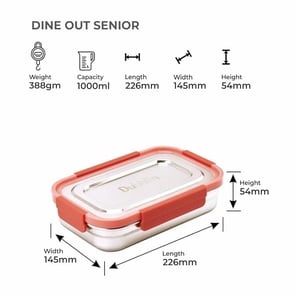Dubblin Dine Out Senior Lunch Box, Stainless Steel Body, Compact & Sturdy, Ideal for School & Office image 2