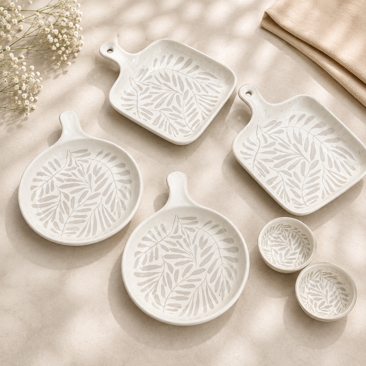 Sivica 6-Piece Porcelain Serving Board & Dip Bowl Set