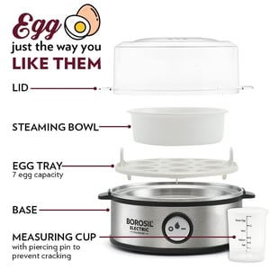 Borosil Electric Egg Boiler, 7 Egg Capacity, Get Soft, Medium & Hard Boiled Eggs in Minutes, 1 Year Warranty image 6