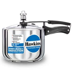 Hawkins Stainless Steel 3 Liters Pressure Cooker (HSS3T), Ideal for 3-4 People