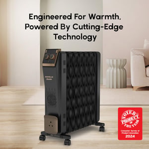Havells 13 Fin Hestio Wave Fin OFR (Oil Filled Radiator)|Room Heater|2900 W|3 Heat Settings & PTC Fan Heater|Inclined Control Panel|Retractable Wheels| Comfortable Breathing|360° Heating (Black) image 2