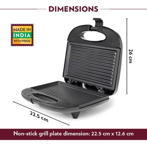 Borosil Klassy Grill Sandwich Maker, 800 Watts, Non-Stick Plates, 2 Years Warranty image 7