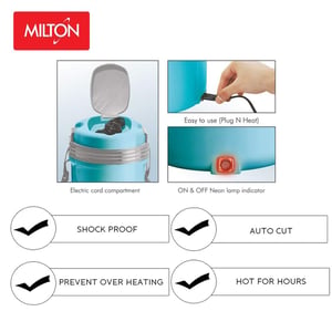 Milton Electron Electric Lunch Box, 1 year warranty - Blue - 4 pcs Set image 2