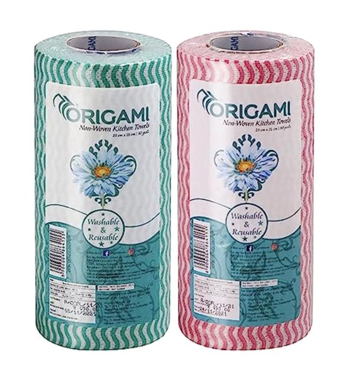 Origami Re-usable Non-Woven Kitchen Towel, Washable Absorbent Sheets
