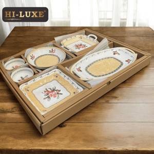 Ceramic Platter Serving Set, For Casual Hosting & Gifting - Set of 6 pcs
