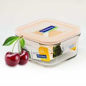 GLASSLOCK CLASSIC AIRTIGHT TEMPERED FOOD CONTAINER - SQUARE - 490 ML, Leak Proof, BPA Free, Microwave & Freezer Safe & Airtight