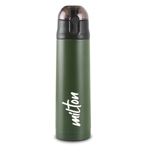 Milton Crown Thermosteel Water Bottle, 12 Hours Hot & Cold - Green - 900 ml