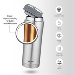 Milton Optima Thermosteel Bottle, 12 Hours Hot & Cold  - Silver - 350 ml (Approx. 1-1.5 cups) image 5